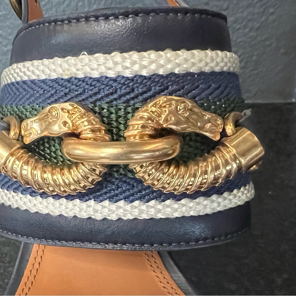 Tory Burch Blue and Green Sandals with Chunky Wedge Heel - Picture 5 of 15